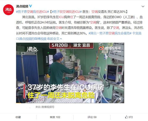 男子吹空调吹进icu 空调长期未清洗,病死率高达30
